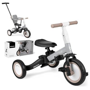 Imagem de KikkaBoo Triciclo evolutivo de bebé 5 em 1 Flip, bicicleta crianças de 1 ano a 5 anos, trike, triciclo a bicicleta com ou sem pedais, ajustável e transformável, cinza