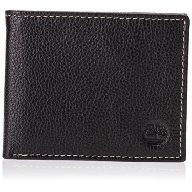 Imagem de Carteira masculina de couro Timberland, preta (Sportz), tamanho único