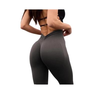 Imagem de Calças esportivas de cintura alta sem costura, pêssego hip lift back, 