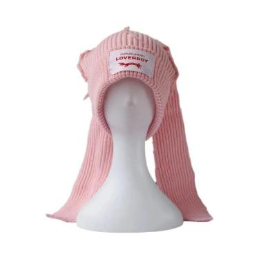 Imagem de Gorro Feminino De Inverno De Crochê Com Orelhas De Raposa, Estilo Hip-