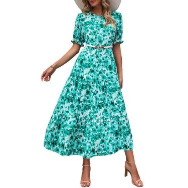 Imagem de Vestido de Verano Floral Bohemio PRETTYGARDEN Midi Verde Talla M