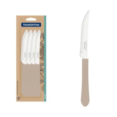 Imagem de Conjunto De Facas Para Churrasco Tramontina Leme Em Aço Inox E Cabo Cinza 12 Peças Tramontina