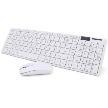 Imagem de Kit Teclado E Mouse Sem Fio Wifi Usb 1600dpi Branco - EXBOM