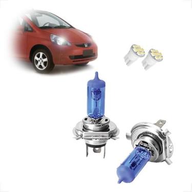 Imagem de Kit Lâmpadas Halógena Super Branca H4 Farol Alto e Baixo Honda Fit 200