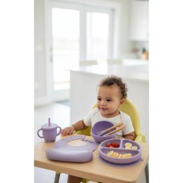 Imagem de Kit Refeição Silicone Bebê: Prato Ventosa, Babador e Mais - Congratula