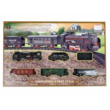 Imagem de Trem Infantil Trem Locomotivo Infantil com Luz Trilhos e Vagões com Trilhos Fáceis de M...