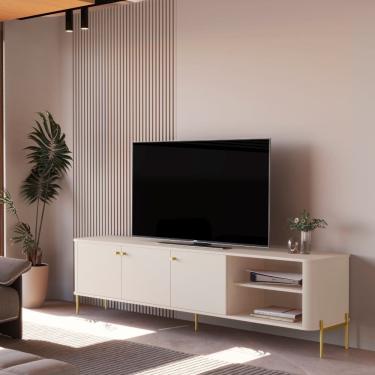 Imagem de Rack para TV ate 75 Polegadas 3 Portas com Pes Em MDF Tucupi JB Moveis