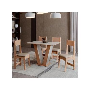 Imagem de Mesa de Jantar com 4 Cadeiras Retangular Luiza Sonetto Móveis, Mel e O