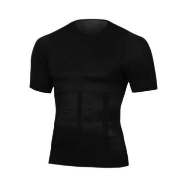 Imagem de Camiseta Modeladora Masculina Slimming, Top De Fitness Com Mangas Curt