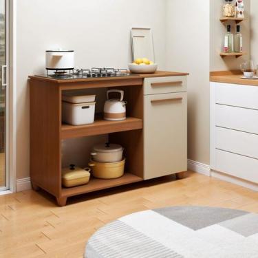 Imagem de Balcão Cooktop 5 Bocas 1 Porta 1 Gaveta Chicago - Kaiki Móveis