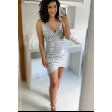 Imagem de Vestido Prata Curto Alcinha Tamanho G - Closet Laurane