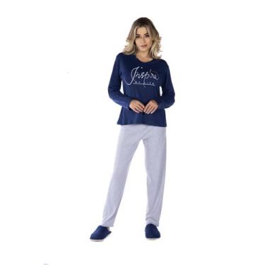 Imagem de Pijama Feminino Plus Size Para Inverno Manga Longa Canelado - VICTORY,