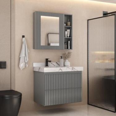 Imagem de Conjunto para Banheiro Lavatório em Porcelanato com Cuba Esculpida, Ga