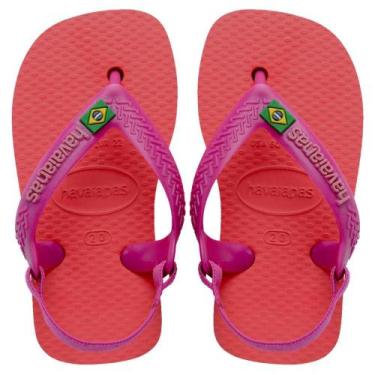 Imagem de Chinelo baby feminino havaianas brasil logo 4140577/2, Coral, Rosa, 21