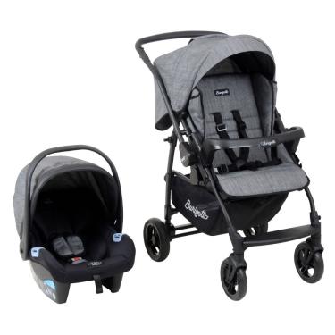 Imagem de Travel System Rio 22 com Carrinho de Bebê e Bebê Conforto para Recém-Nascidos Dobrável Cinza Mesclado Burigotto