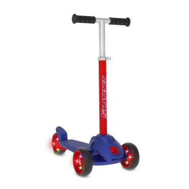 Imagem de Patinete Infantil Skatenet Led Ajustável Azul com Guidão Regulável Até 106cm 3 Rodas 80kg Brinquedos Bandeirante