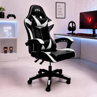 Imagem de Cadeira Gamer Ergonômica Reclinável com Almofadas Lombar e Cervical  m