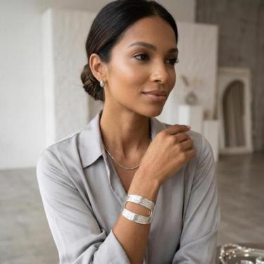Imagem de Bracelete Articulado Feminino Banhado Prata ou Ouro Cor:Torcido Pratea