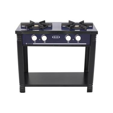 Imagem de Fogão Industrial Baixa Pressão a Gás 2 Bocas Bravo BR2B Esmaltado Azul Metalúrgica Venâncio