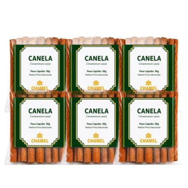 Imagem de Kit 6 Pacote de Canela Em Rama Chamel 30g Embalagem Lacrada