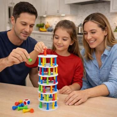 Imagem de Jogo Torre Equilíbrio Blocos Empilhar Desafio Habilidade Coordenação M