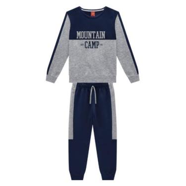 Imagem de Conjunto Menino em Moletom Flanelado Estampado Kyly, Mescla, Azul mari