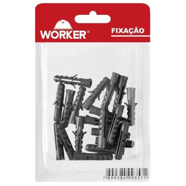 Imagem de Bucha para Parede Maciça No 06 012 com Ótima Resistência e Durabilidade Branco Worker 20 Peças