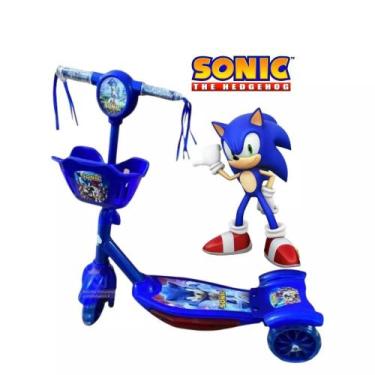 Imagem de Patinete Menino 3 Rodas Infantil Sonic Musica C/Cesta Luz Musica  - ch