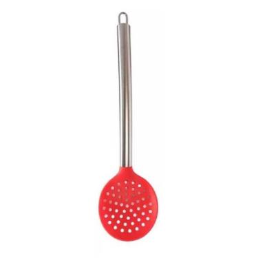 Imagem de Kit c/2 escumadeiras ou pegador de macarrão de silicone cabo inox cor 