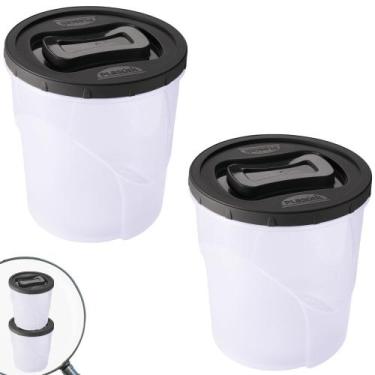 Imagem de Pote de plástico Clic rosca 7,6 litros preto com 2 unidades Plasutil r