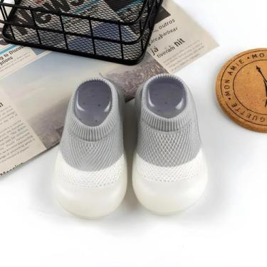 Imagem de Sapatos De Bebê Respiráveis E Antiderrapantes Em Algodão Cardado, Meia