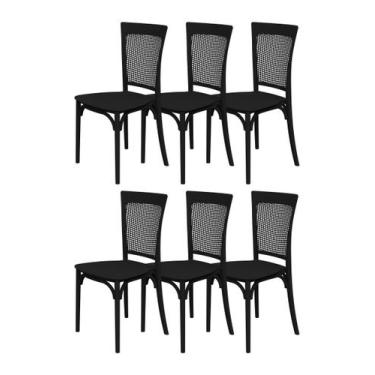 Imagem de Kit 6 Cadeiras de Jantar com Estilo Palhinha em Plástico - LOJA DOCELA