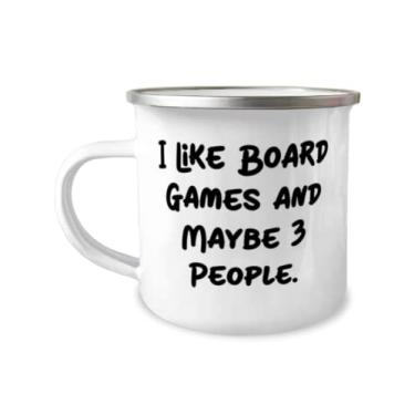 Imagem de I Like Board Games and Maybe 3 People. Caneca de acampamento de 355 ml, presentes de jogos de tabuleiro brilhantes, para amigos