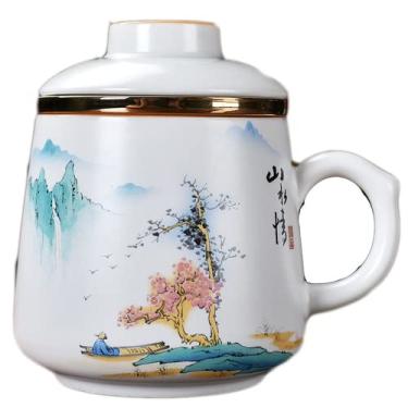 Imagem de PAYNAN Caneca de cerâmica de 380 ml, xícara de chá, separação de chá, copo de chá, conjunto de chá Kung Fu