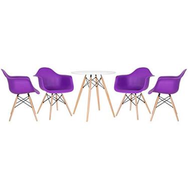 Imagem de Loft7 Home Decor, Kit Mesa Eames 70 cm + 4 Cadeiras Eames DAW - Roxo