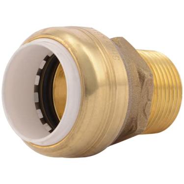 Imagem de SharkBite Adaptador MNPT de PVC de 1,9 cm x 1,9 cm, encaixe de encanamento de latão push to connect, tubo PEX, cobre, CPVC, PE-RT, HDPE, UIP134A