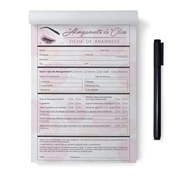 Imagem de Bloco 100 Folhas Ficha De Anamnese Alongamento De Cílios/Extensionista