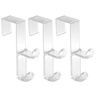 Imagem de InterDesign Gancho organizador para casacos, chapéus, roupões, roupas ou toalhas – gancho duplo, transparente, pacote com 3