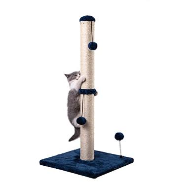 Imagem de MECOOL Poste para arranhar gatos de 86,4 cm de altura, básico, arranhador, sisal, arranhador, árvores com bola para pendurar para gatos em ambientes internos, azul marinho