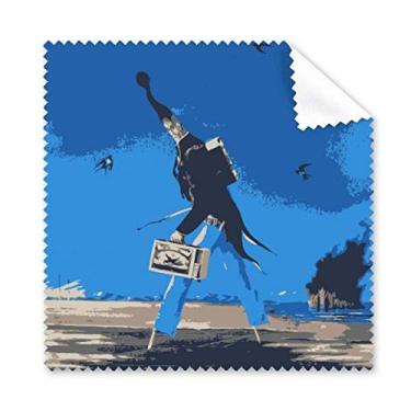 Imagem de Pano de limpeza de tela de telefone com ilustração grotesca fundo azul desenho 5 peças