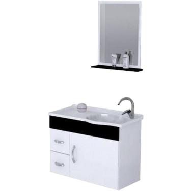 Imagem de Conjunto de Banheiro Rorato Siena, Branco e Preto, 55,5 cm