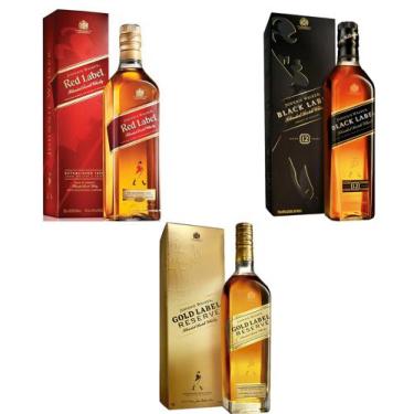Imagem de Kit Whisky Johnnie Walker Gold Label 750Ml + Black Label 1Lt + Red Lab
