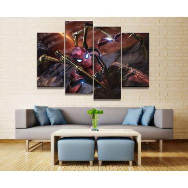 Imagem de Quadro Decorativo Spider Man 4 peças 140x80 cm em tecido