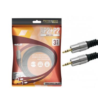 Imagem de Cabo P2 Estereo X P2 Estereo 3,0m Nickel Fitz Pix Cabo P2 Estereo X P2 Estereo 3,0m Nickel Fitz Pix