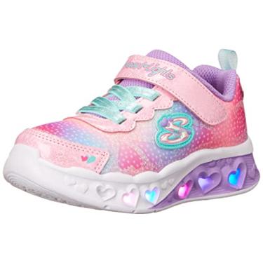 Imagem de Skechers Tênis infantil unissex Flutter Heart Lights, Rosa/Multi, 12 Little Kid
