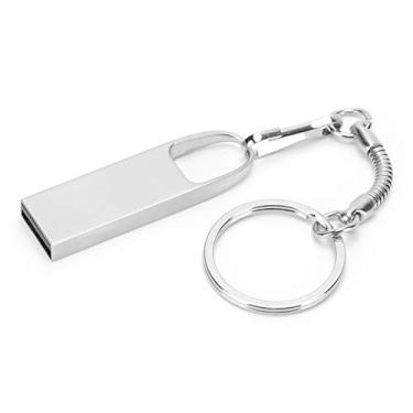 Imagem de ASHATA Pen Drive USB 2.0, 4GB/64GB/128G Memory Sticks, Silver Thumb Drives, Zip Drive portátil, disco U de metal para armazenamento de dados, mini pen drive USB com fivela, unidade flash externa (64G