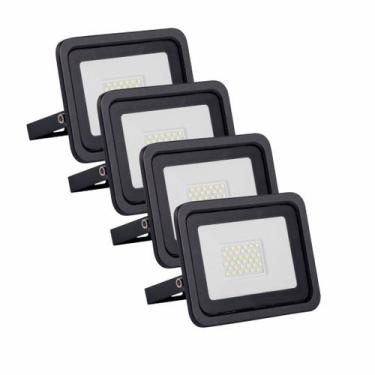 Imagem de Kit 4 Refletor Led 30W Branco Frio Holofote  Resistente D'água - Lustr