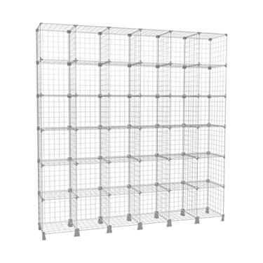 Imagem de Estante 36 Nichos Prateleira de Aço Aramada Estoque Loja Comércio Branco