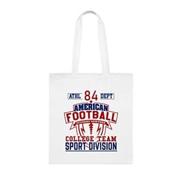 Imagem de Sacola de time americano de futebol americano, presente divertido, bolsa de ombro, bolsas reutilizáveis, cesta de Natal de aniversário, ideia de presente, Branco