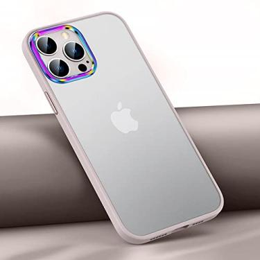 Imagem de Capa magnética de acrílico fosco de luxo para iphone 13 pro max para iphone 12 pro max colorida lente mental capa de silicone rosa, para iphone 13